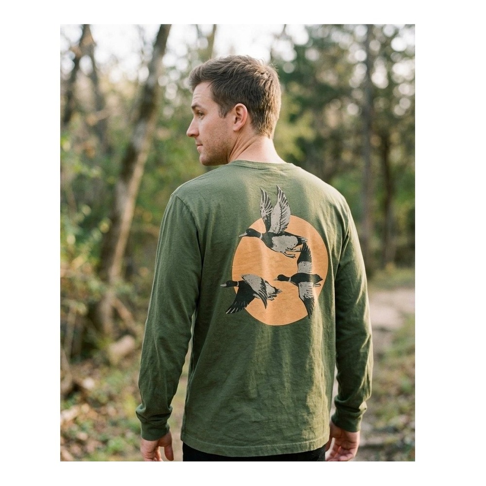 Filson Sportsman Shirt Mens M Green Mallard Duck Graphic Long Sleeve Made in USA